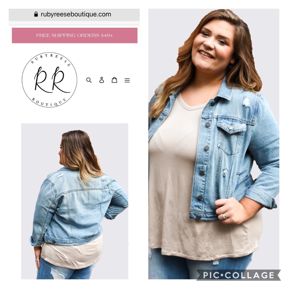 Curvy Distressed Denim Jacket